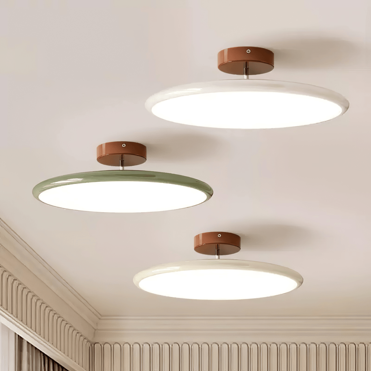 Ceiling Light LED Round Cream Disc Terracotta | Modern