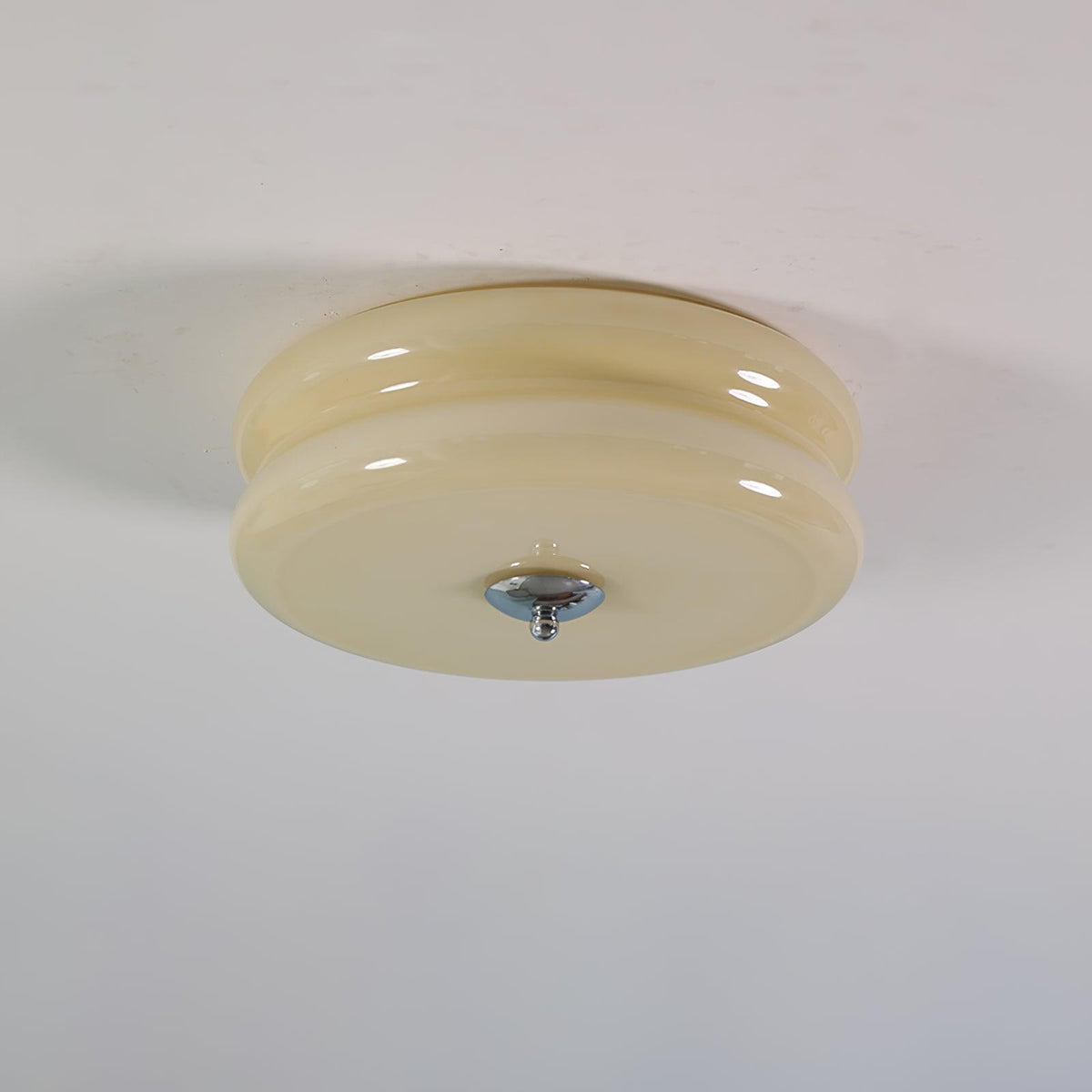 Flush Mount Ceiling Light Cream Glass Tiered | Retro