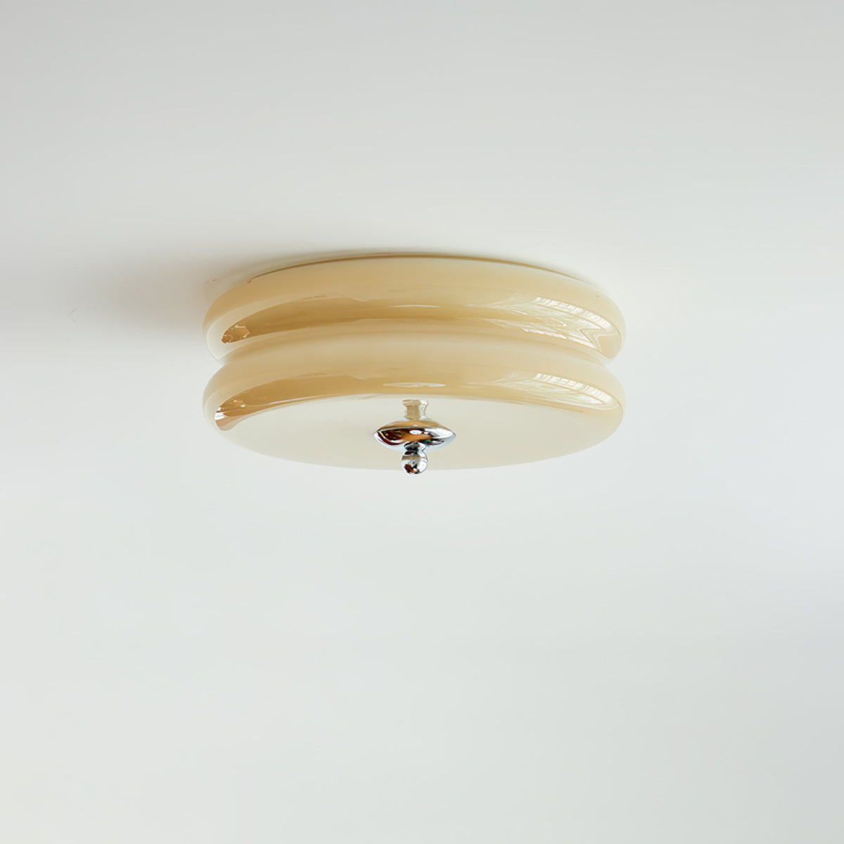 Flush Mount Ceiling Light Cream Glass Tiered | Retro
