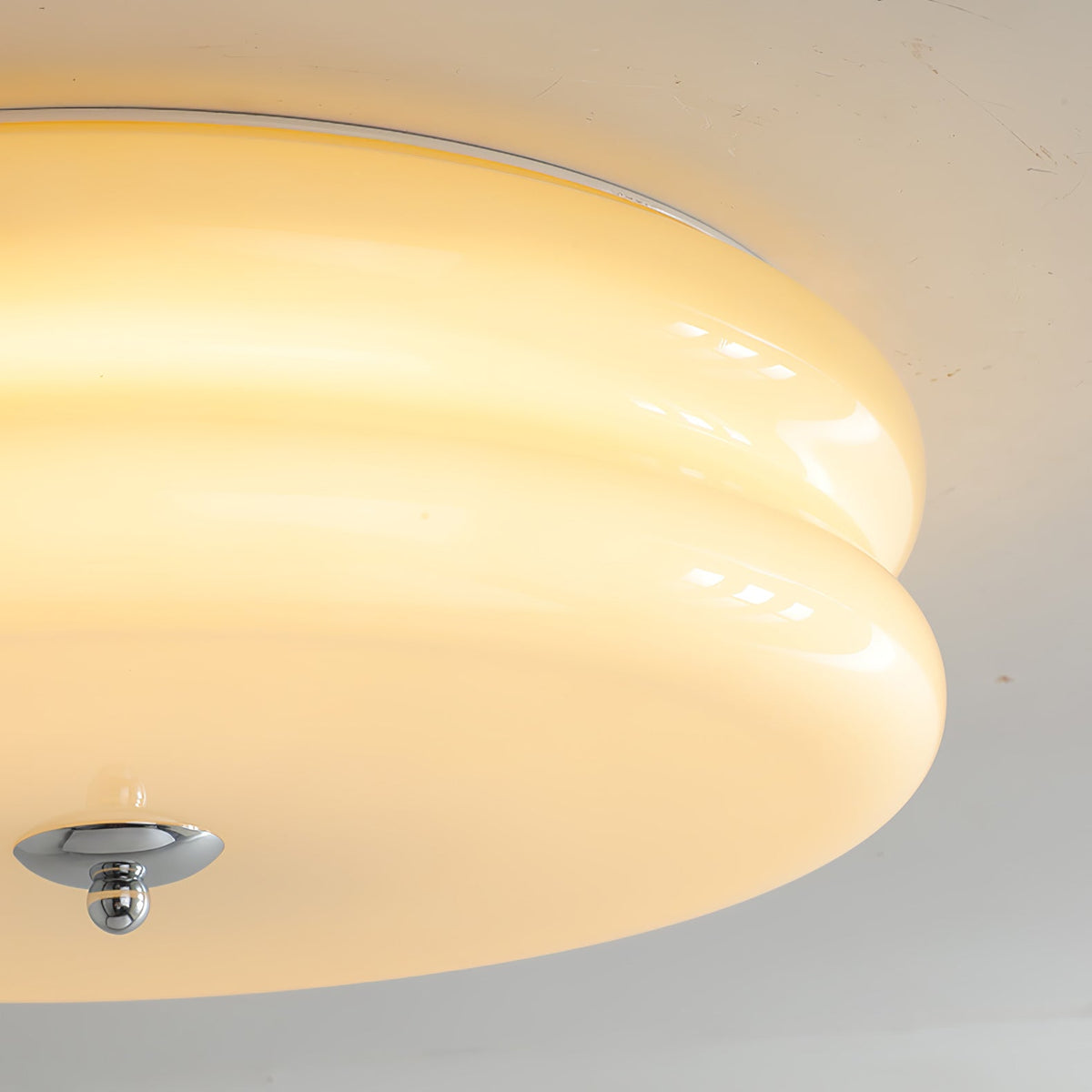 Flush Mount Ceiling Light Cream Glass Tiered | Retro