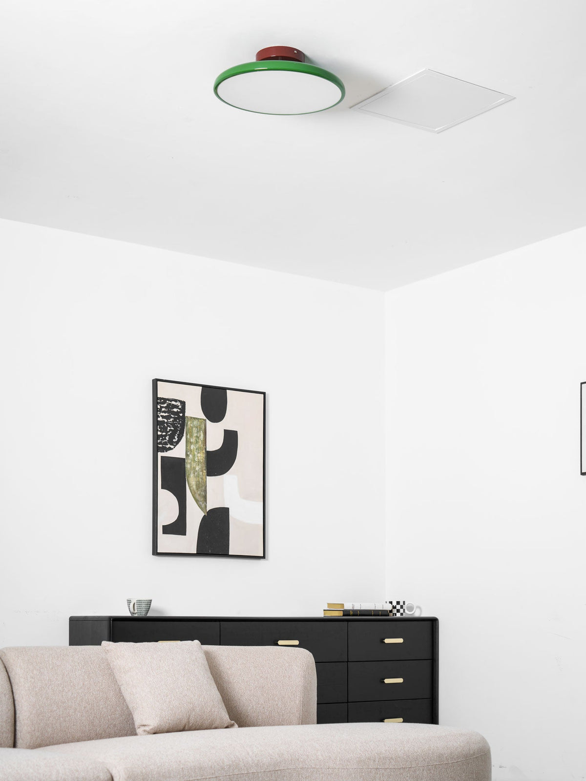 Ceiling Light LED Round Cream Disc Terracotta | Modern