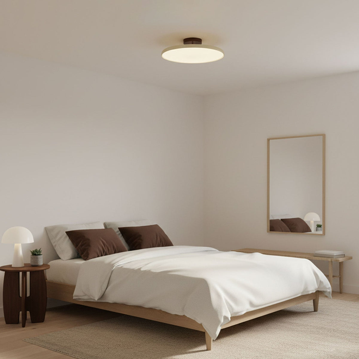 Ceiling Light LED Round Cream Disc Terracotta | Modern
