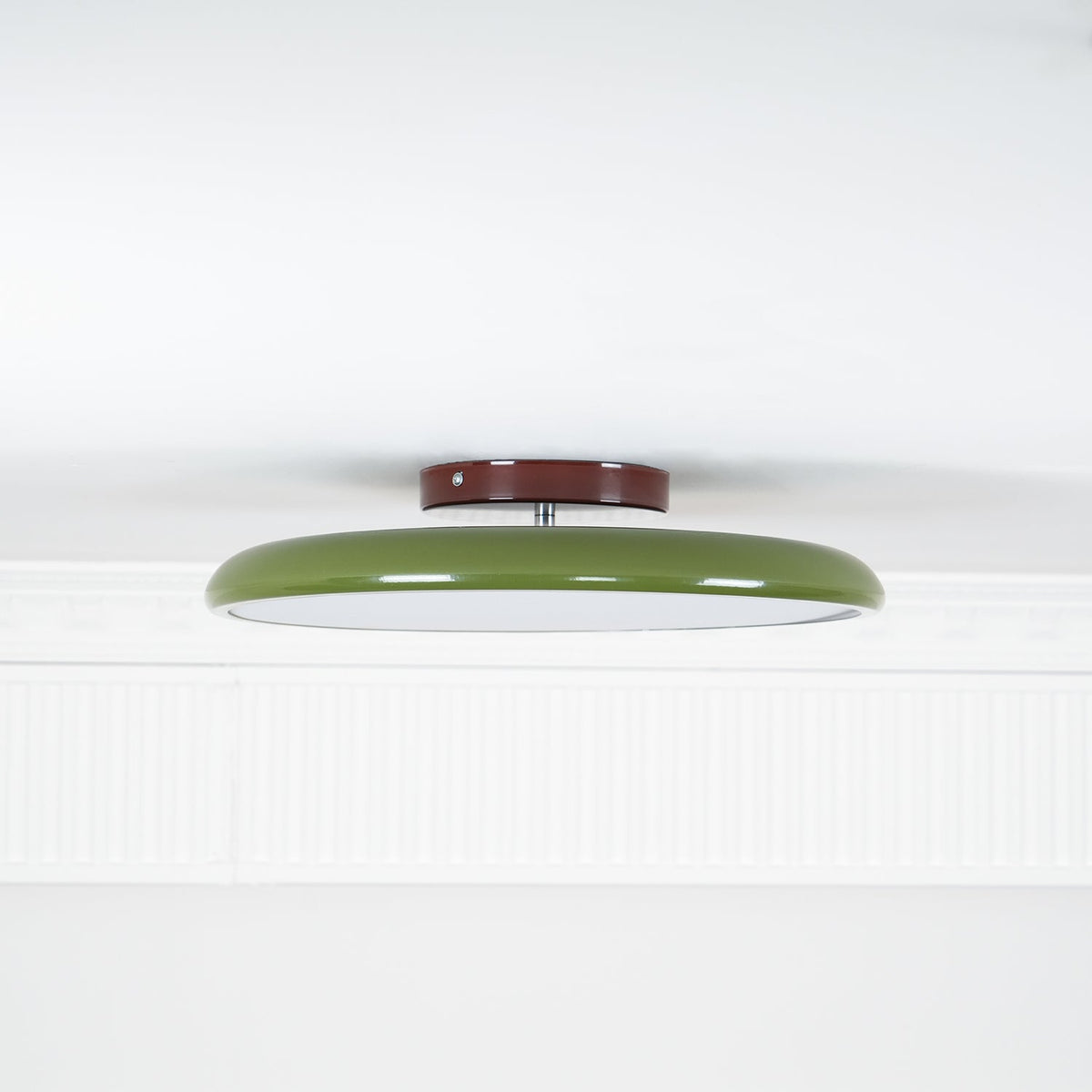 Ceiling Light LED Round Cream Disc Terracotta | Modern