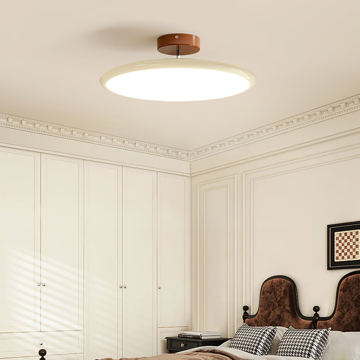 Ceiling Light LED Round Cream Disc Terracotta | Modern