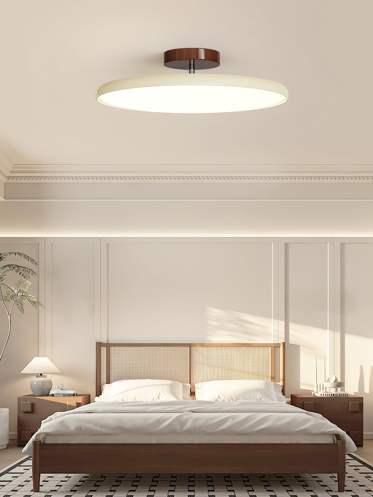 Ceiling Light LED Round Cream Disc Terracotta | Modern