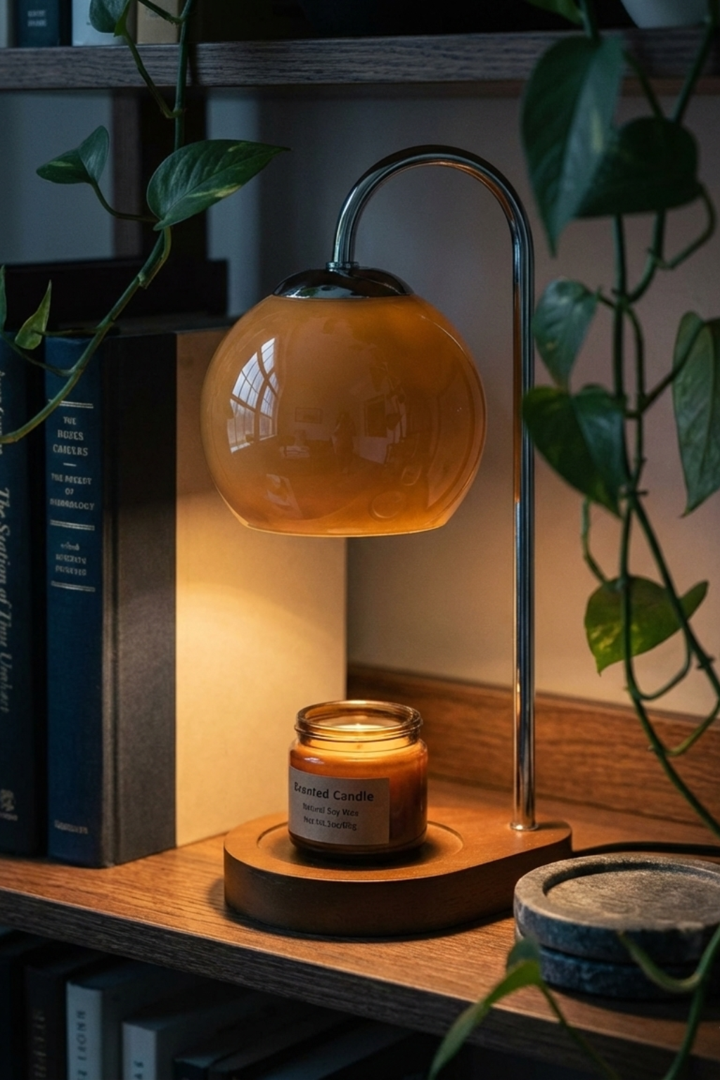 Modern Ambient Table Lamp with Glass Shade | Candle Warmer Accent