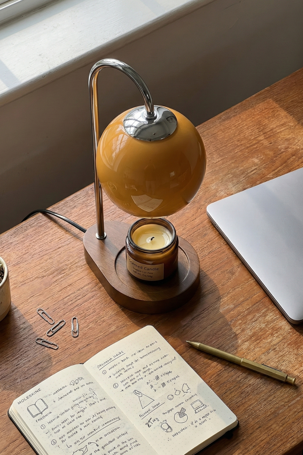 Modern Ambient Table Lamp with Glass Shade | Candle Warmer Accent