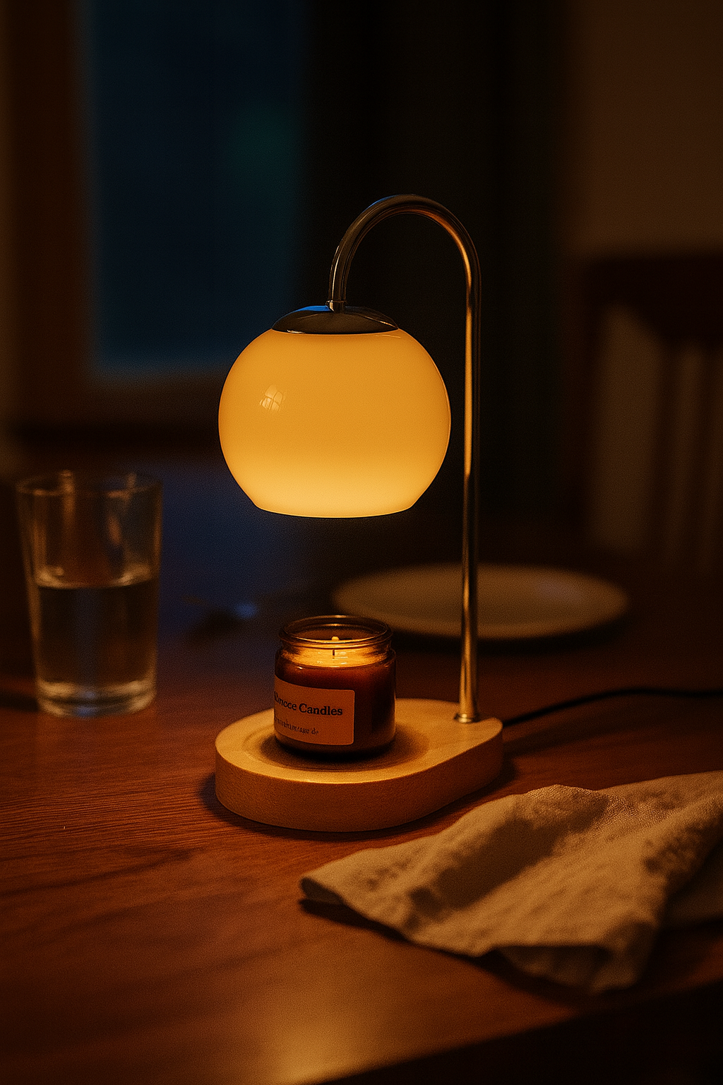 Modern Ambient Table Lamp with Glass Shade | Candle Warmer Accent