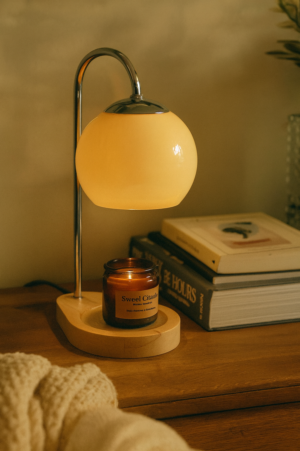 Modern Ambient Table Lamp with Glass Shade | Candle Warmer Accent