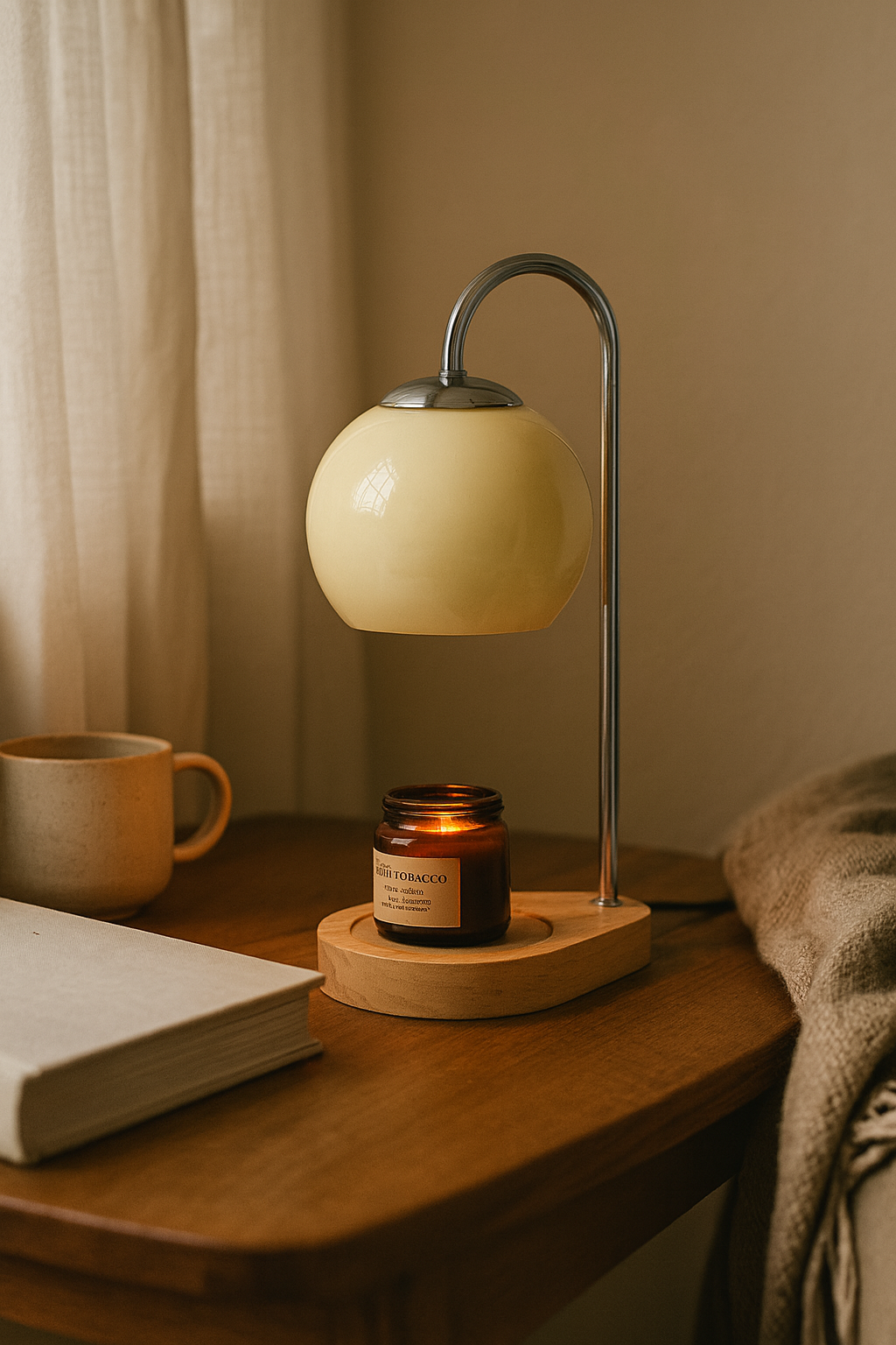 Modern Ambient Table Lamp with Glass Shade | Candle Warmer Accent