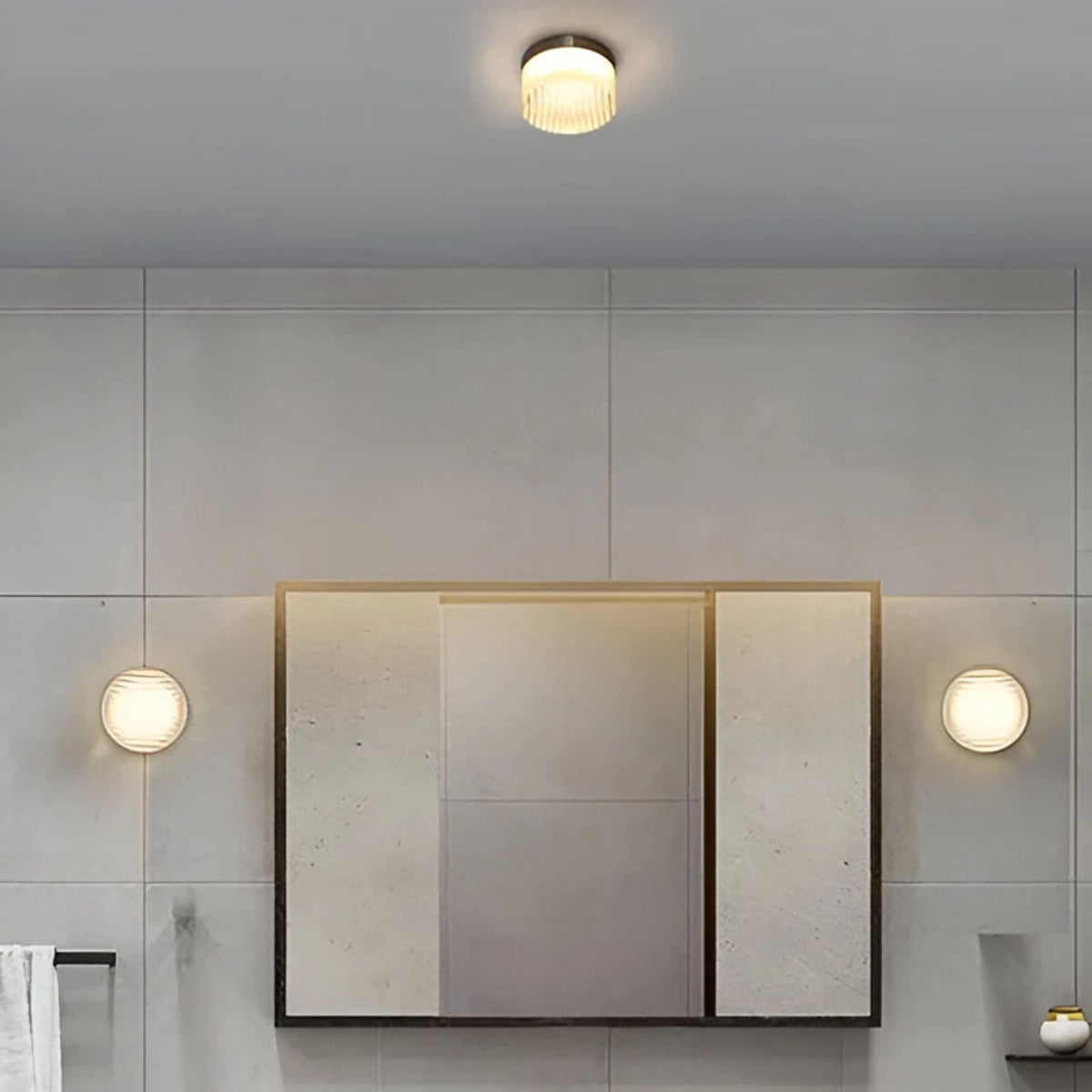 Modern Round Wall Sconce | Amber Glass