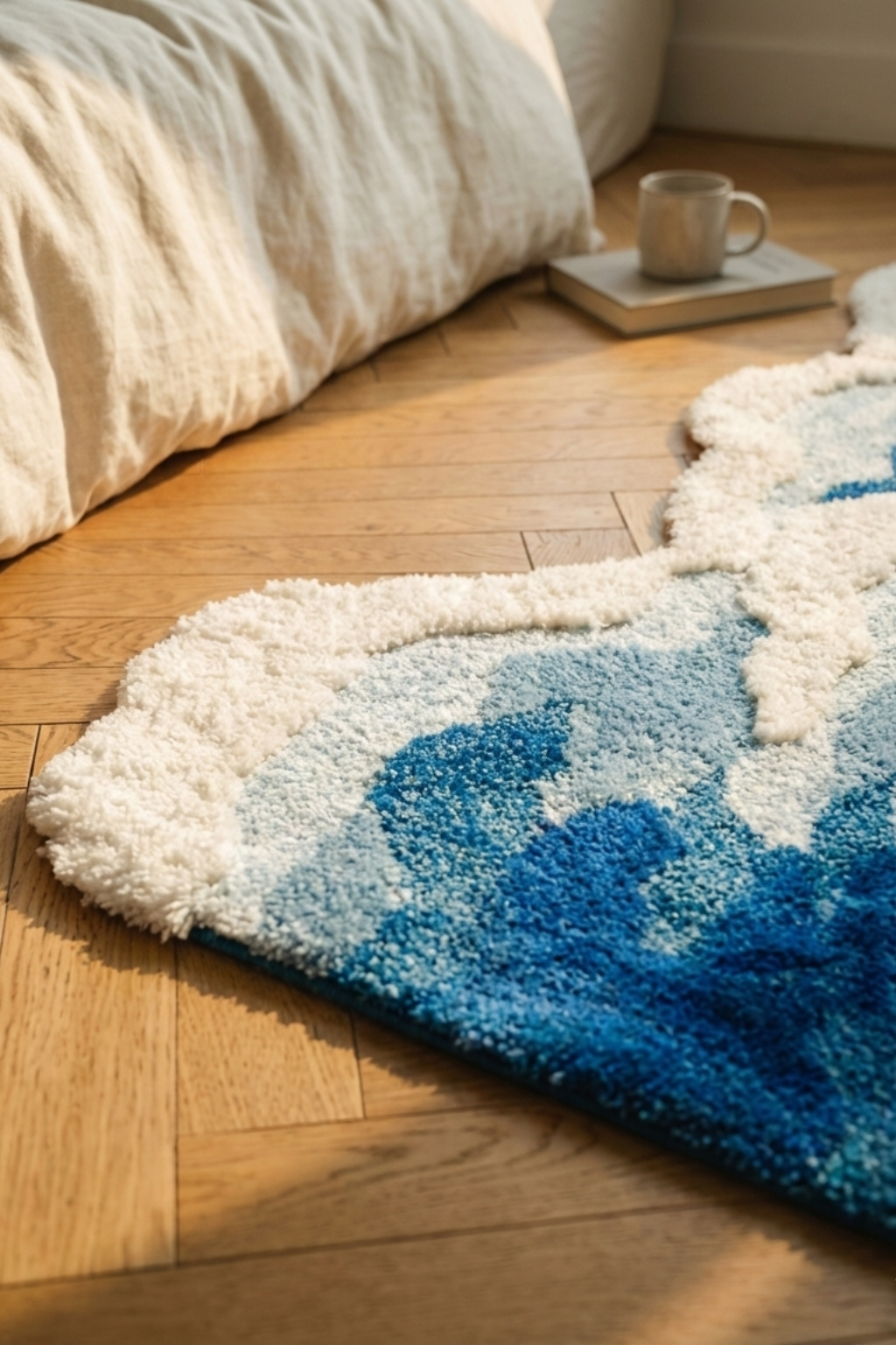 Modern Washable Rug | Wave Pattern Living Room Accent