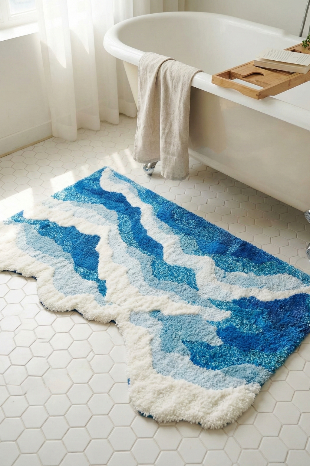 Modern Washable Rug | Wave Pattern Living Room Accent