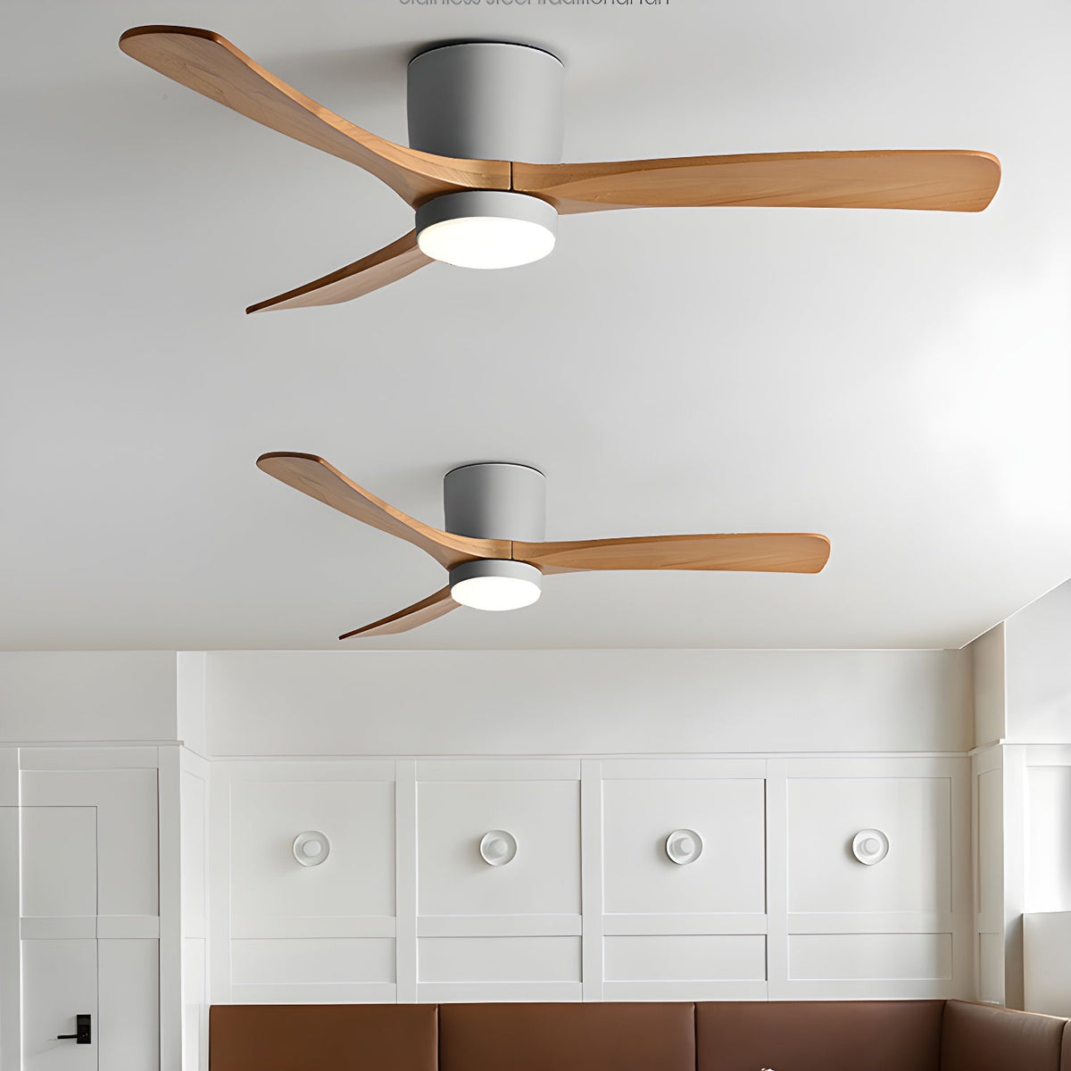 Ceiling Fan with Light 3-Blade Wood Remote | Flush Mount