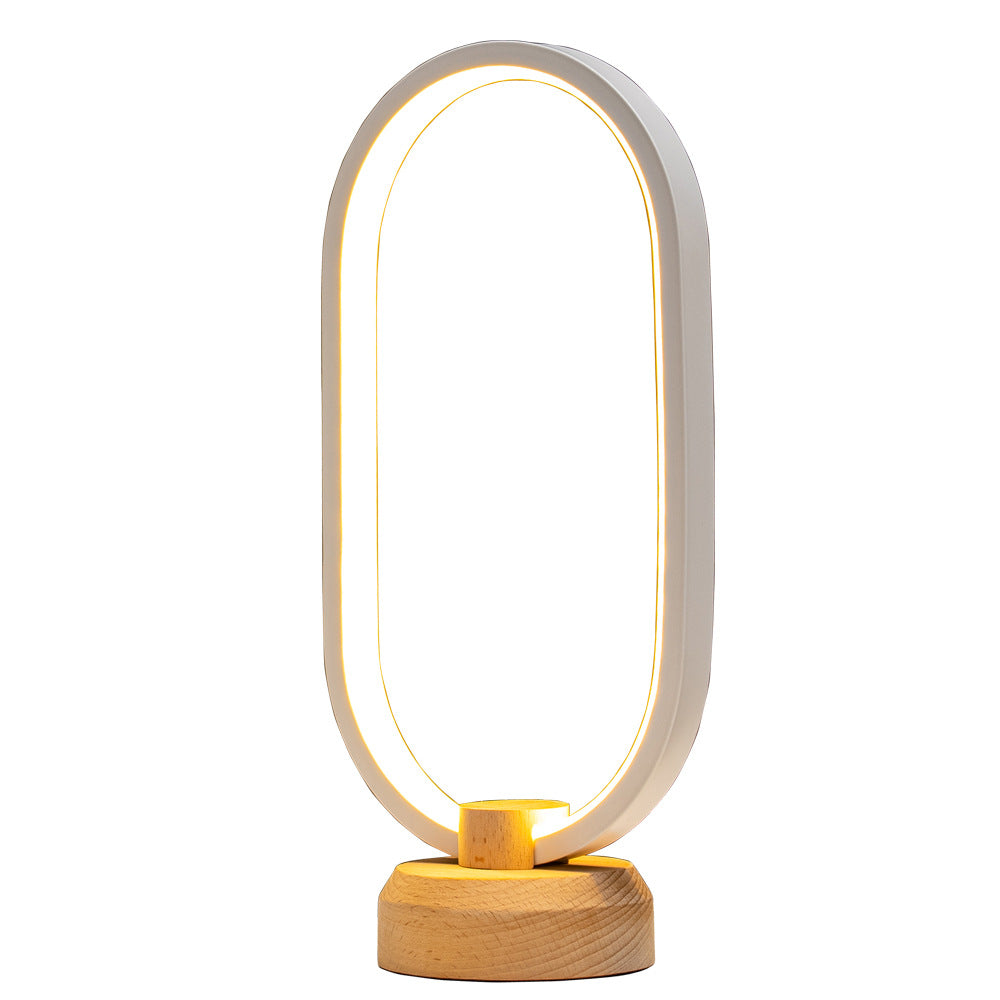 Bedside Lamp with Wooden Base | LED Oval