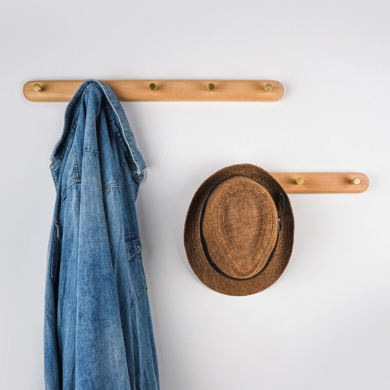 Coat Hangers Wood Peg Rail with Round Knobs | Minimalist