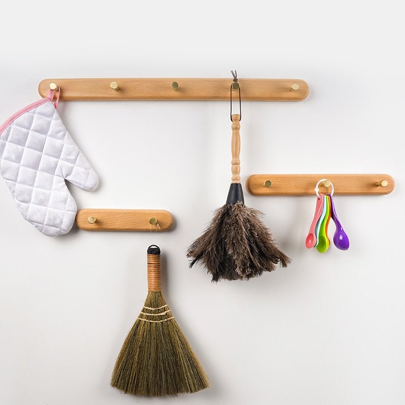 Coat Hangers Wood Peg Rail with Round Knobs | Minimalist