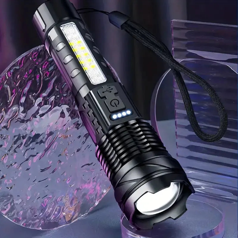 Flashlight Tactical with Side Light & Power Display | LED