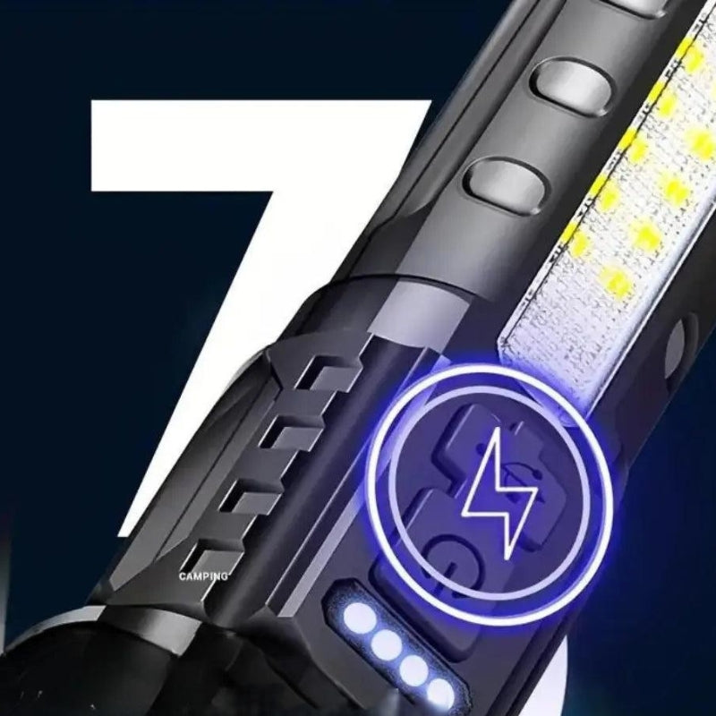 Flashlight Tactical with Side Light & Power Display | LED