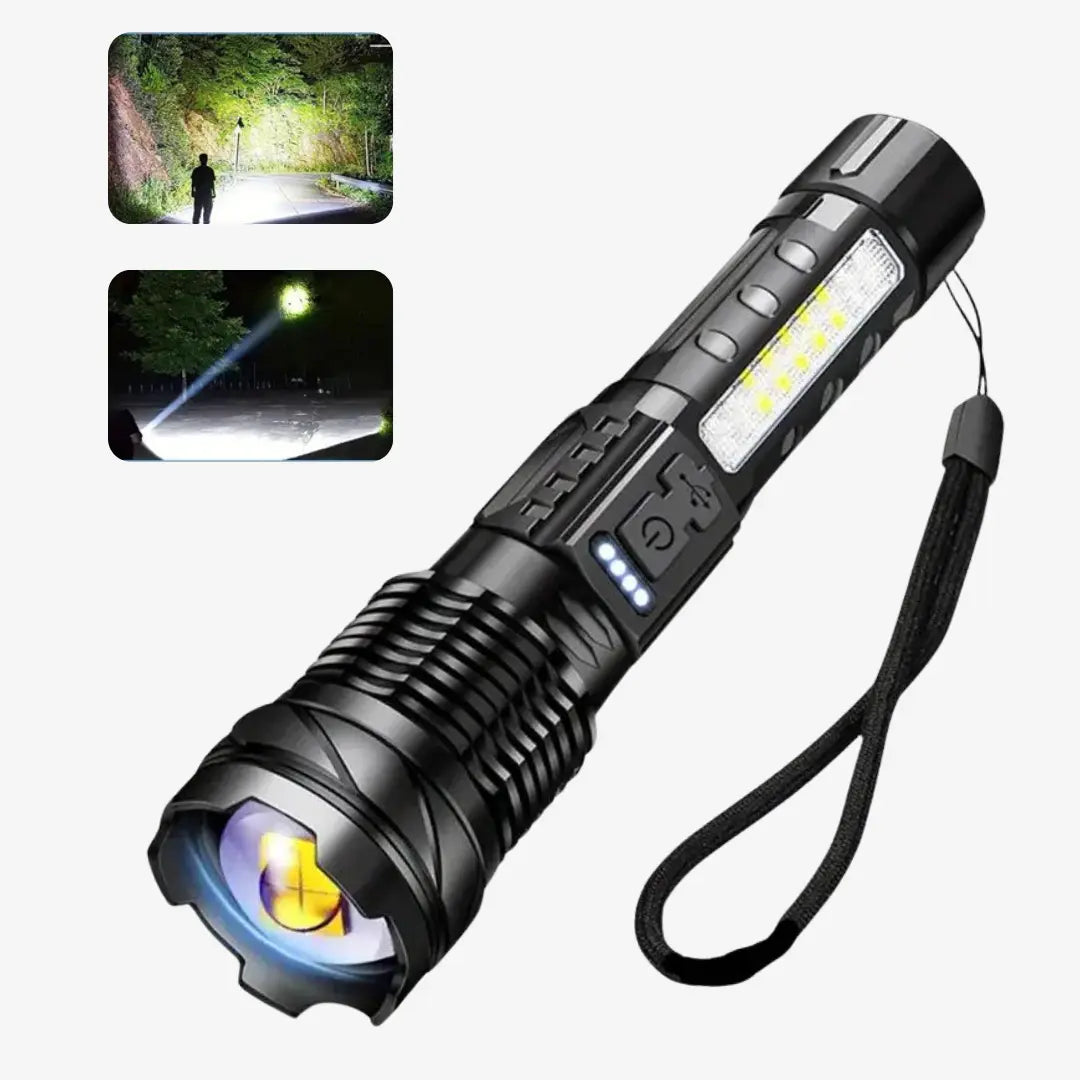 Flashlight Tactical with Side Light & Power Display | LED