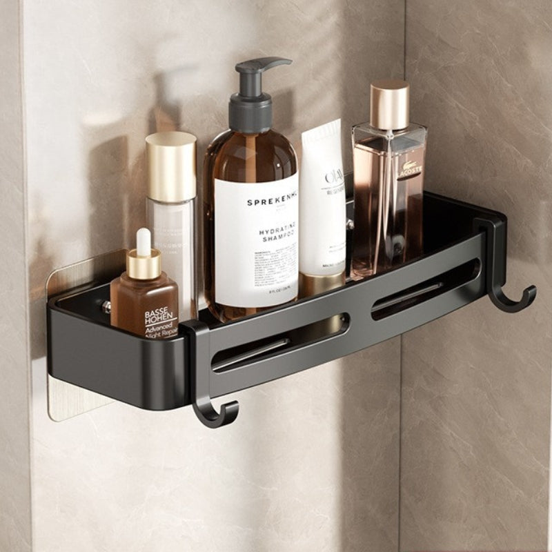 Floating Shelves Shower Caddy with Hooks | No-Drill