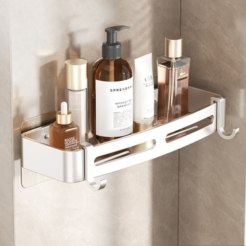 Floating Shelves Shower Caddy with Hooks | No-Drill