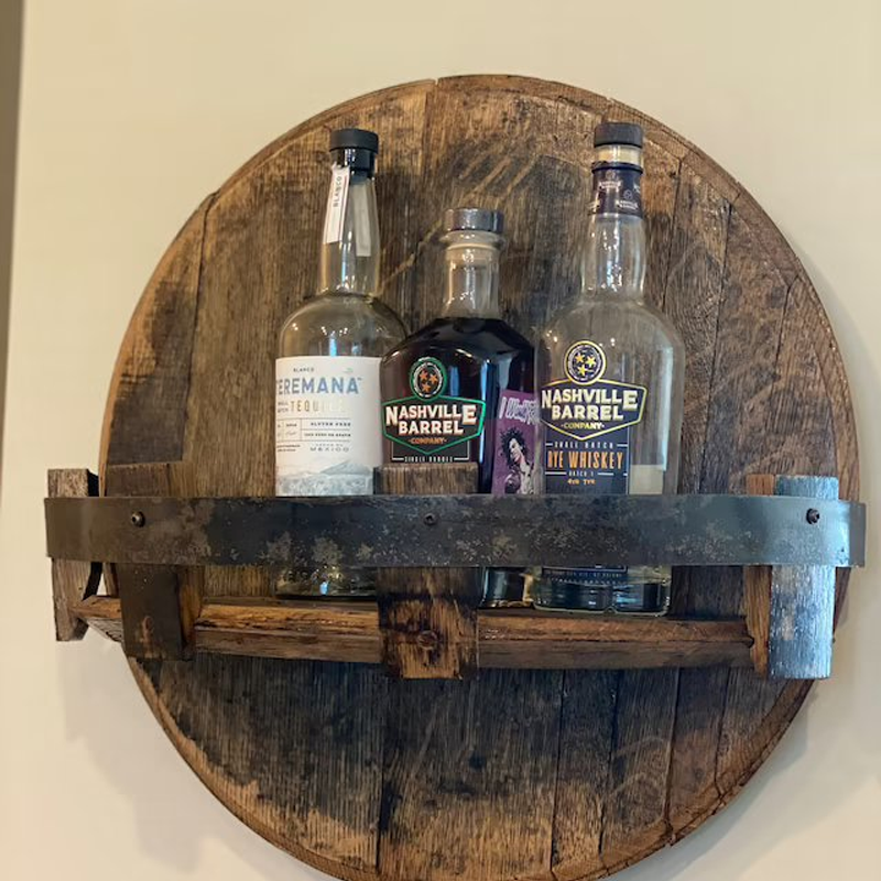 Floating Shelves Whiskey Barrel with Wall Mount | Rustic
