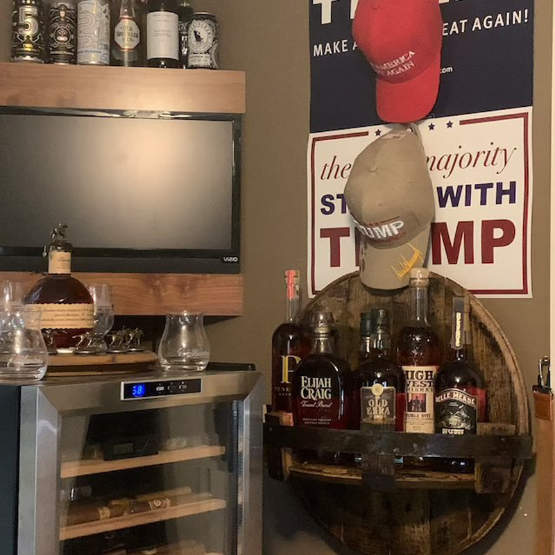 Floating Shelves Whiskey Barrel with Wall Mount | Rustic
