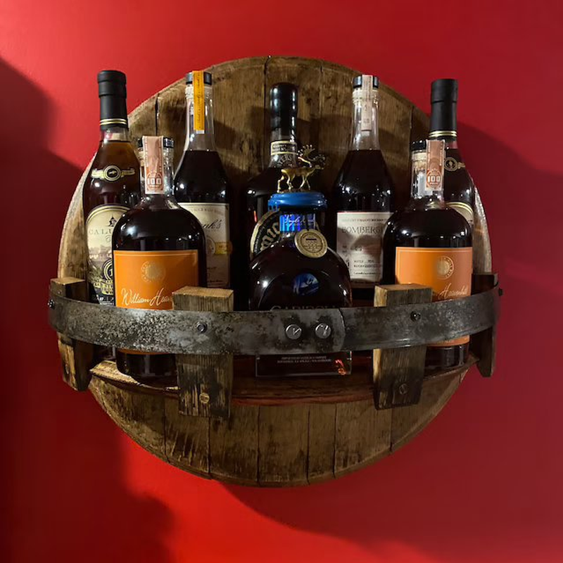 Floating Shelves Whiskey Barrel with Wall Mount | Rustic