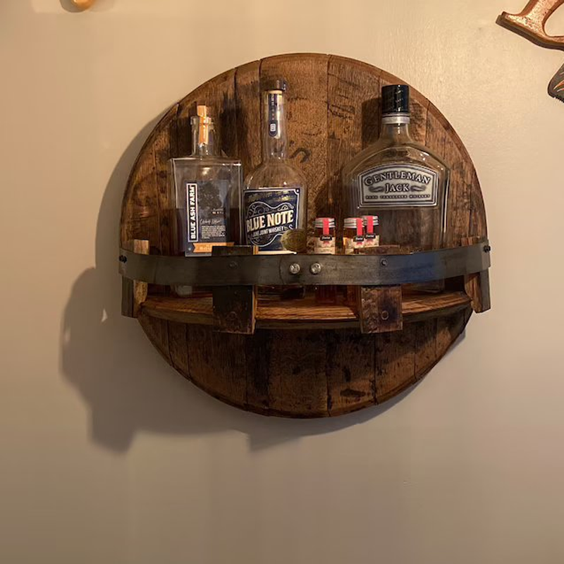 Floating Shelves Whiskey Barrel with Wall Mount | Rustic