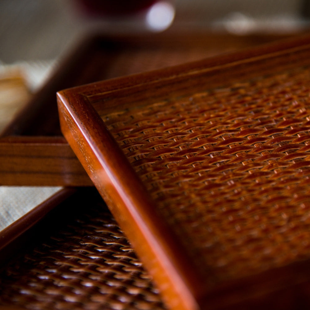Kitchen Serving Rattan Tray with Handles | Rectangular