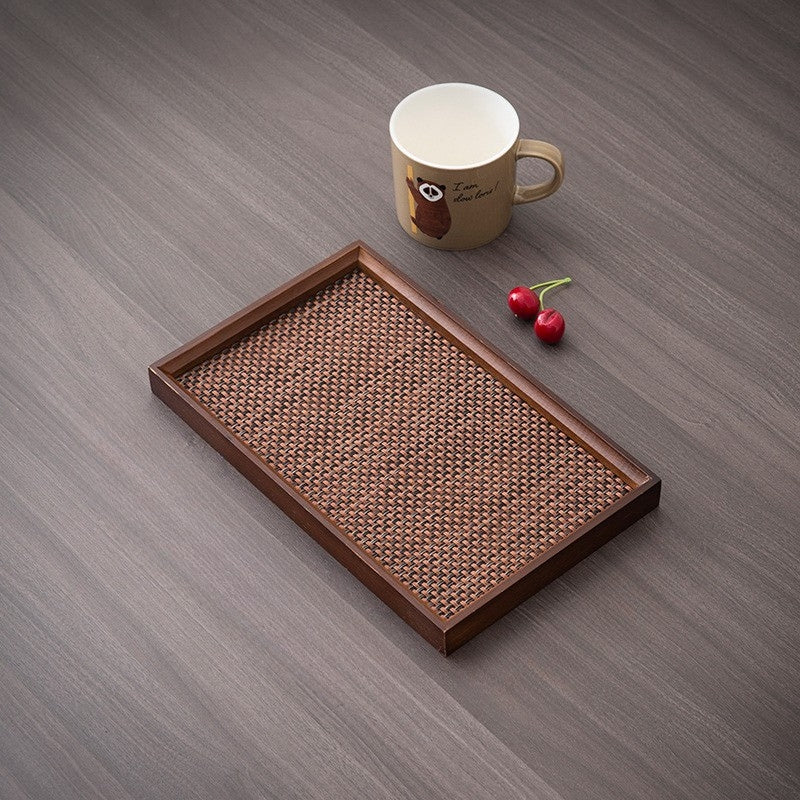 Kitchen Serving Rattan Tray with Handles | Rectangular