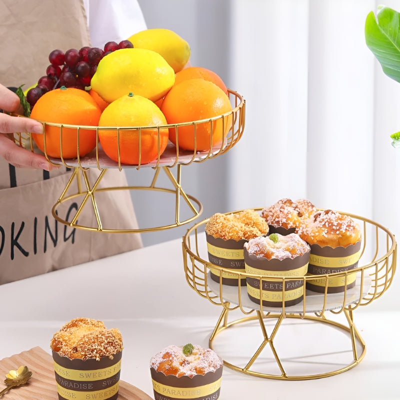 Kitchen Serving Wire Fruit Basket | Marble Base Design