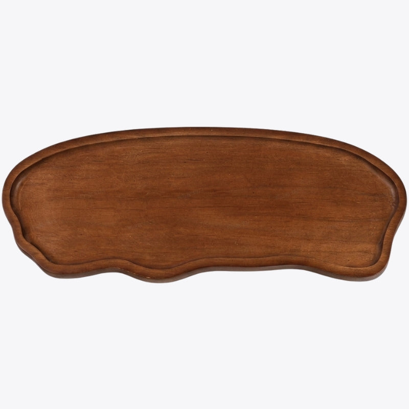 Kitchen Serving Wood Tray with Raised Rim | Curved