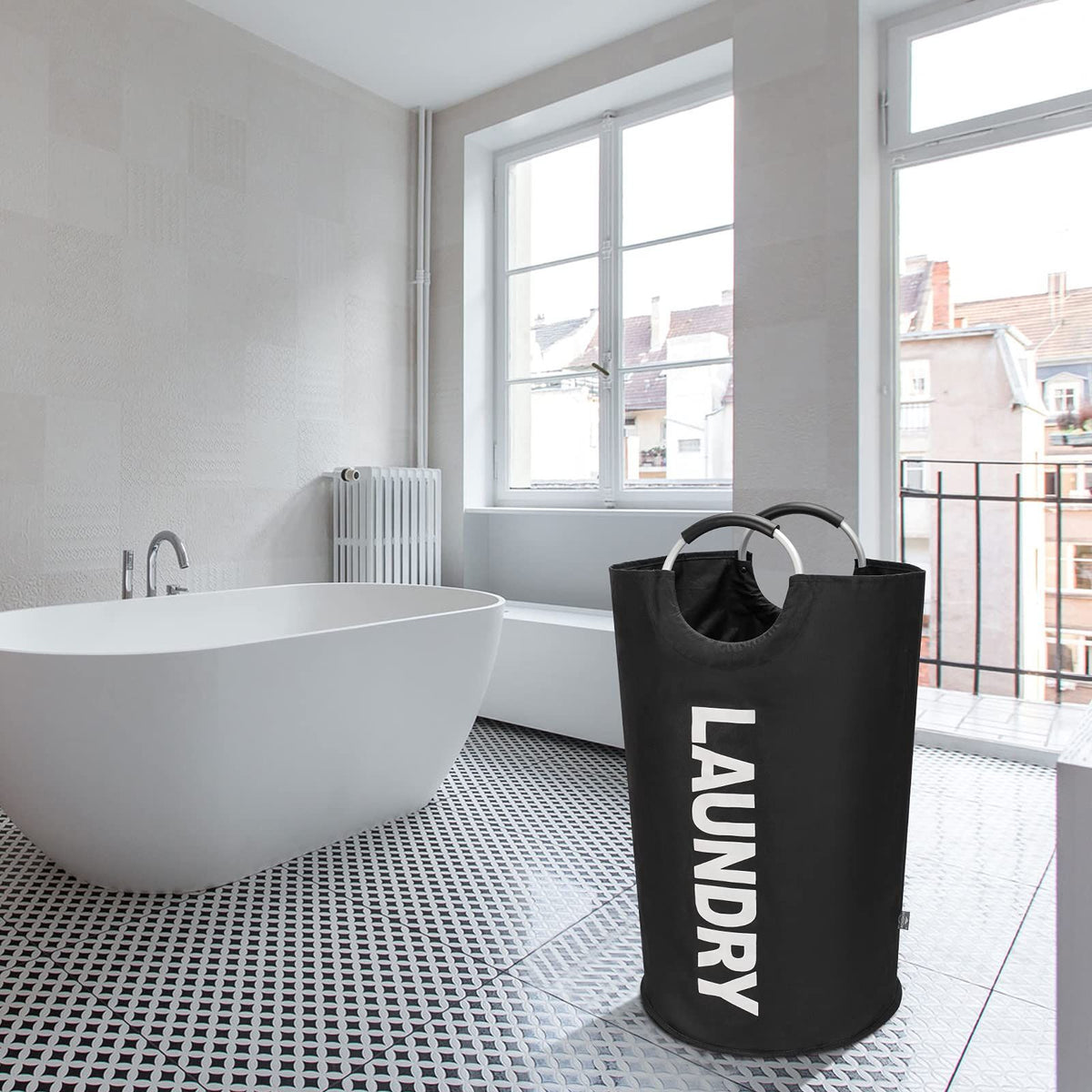 Laundry Basket Bag with Handles for Bedroom & Bathroom | Foldable