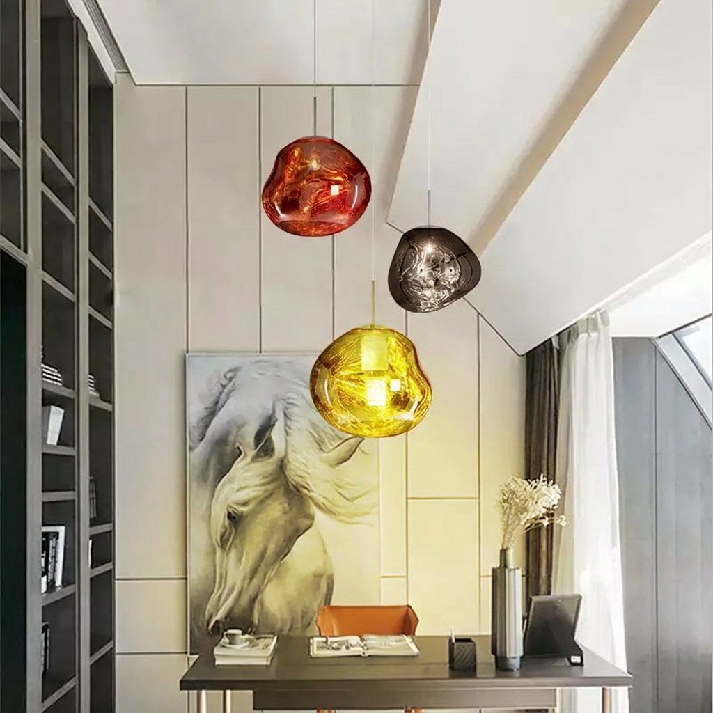 Molten Lava Irregular Glass Sphere Pendant Light | Artistic