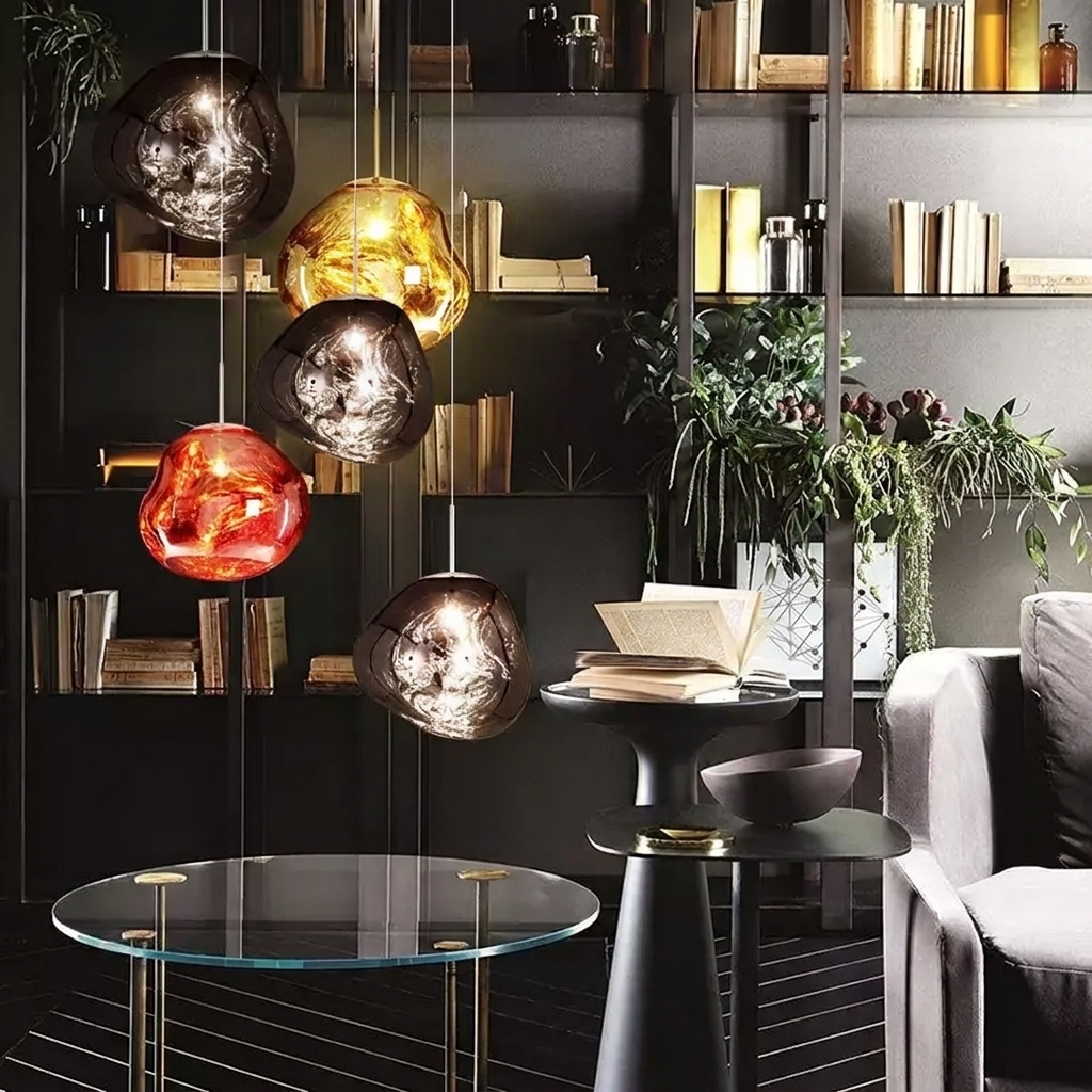 Molten Lava Irregular Glass Sphere Pendant Light | Artistic