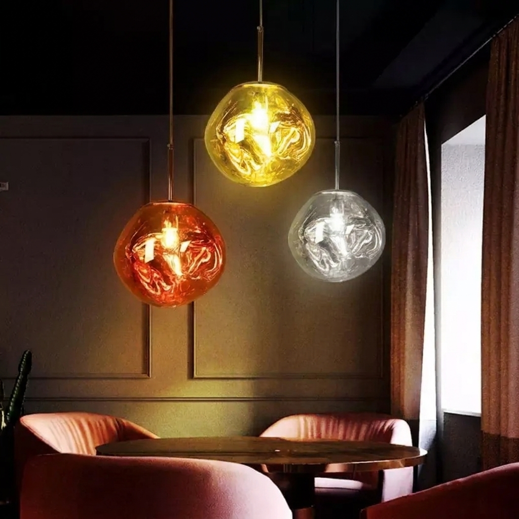 Molten Lava Irregular Glass Sphere Pendant Light | Artistic