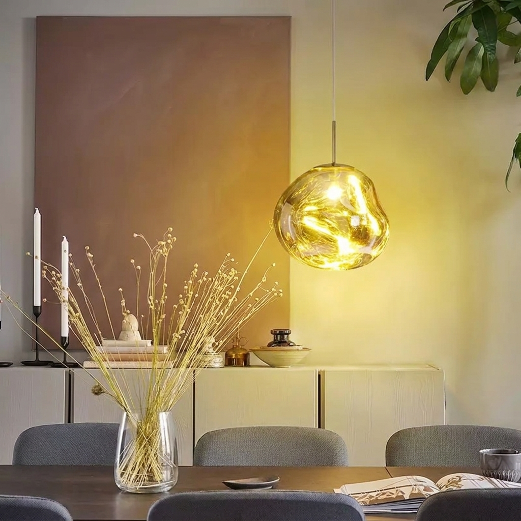 Molten Lava Irregular Glass Sphere Pendant Light | Artistic