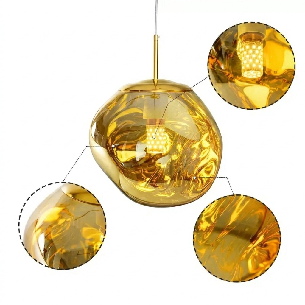 Molten Lava Irregular Glass Sphere Pendant Light | Artistic