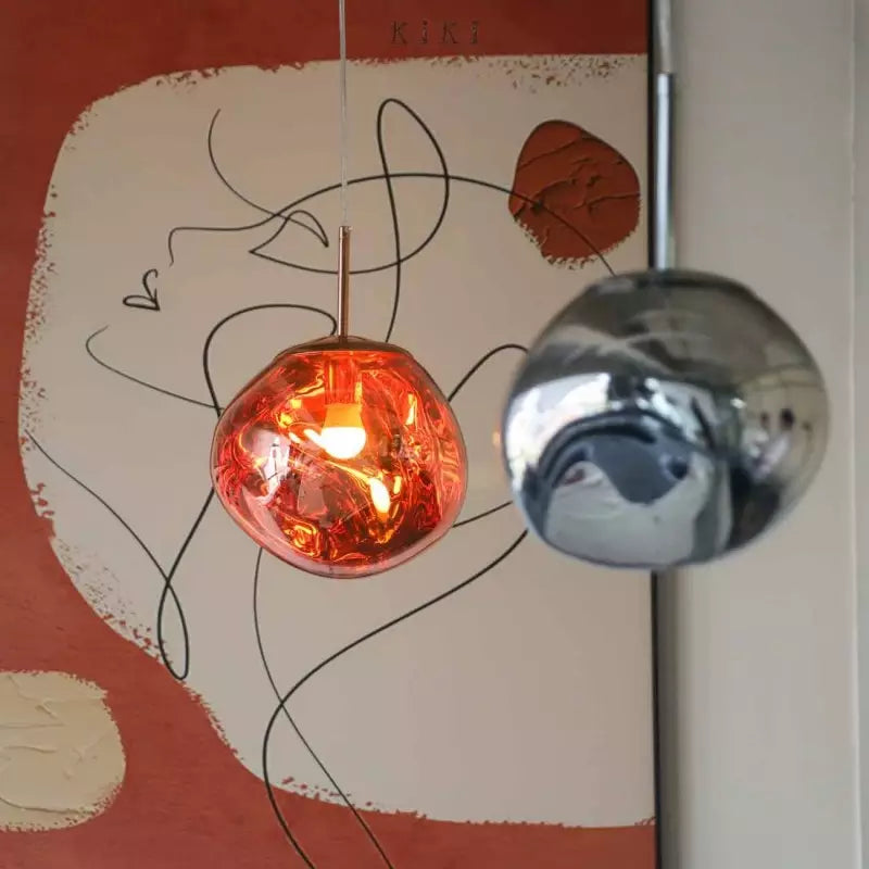 Molten Lava Irregular Glass Sphere Pendant Light | Artistic