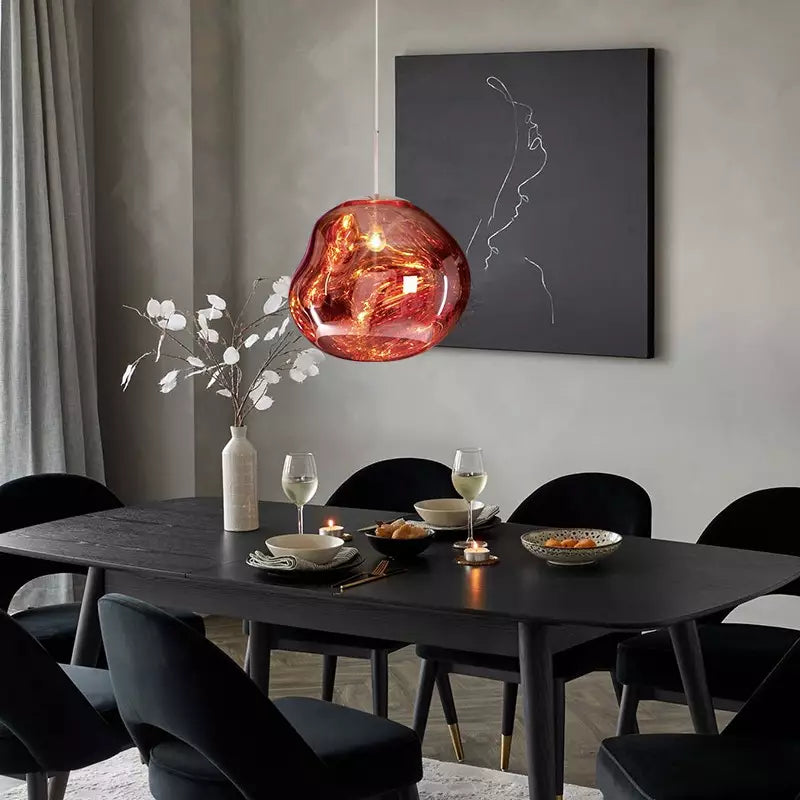 Molten Lava Irregular Glass Sphere Pendant Light | Artistic