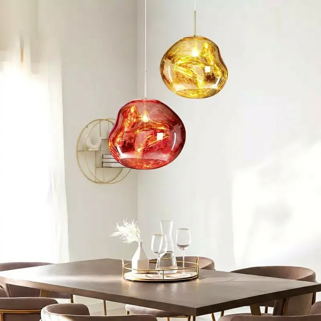 Molten Lava Irregular Glass Sphere Pendant Light | Artistic
