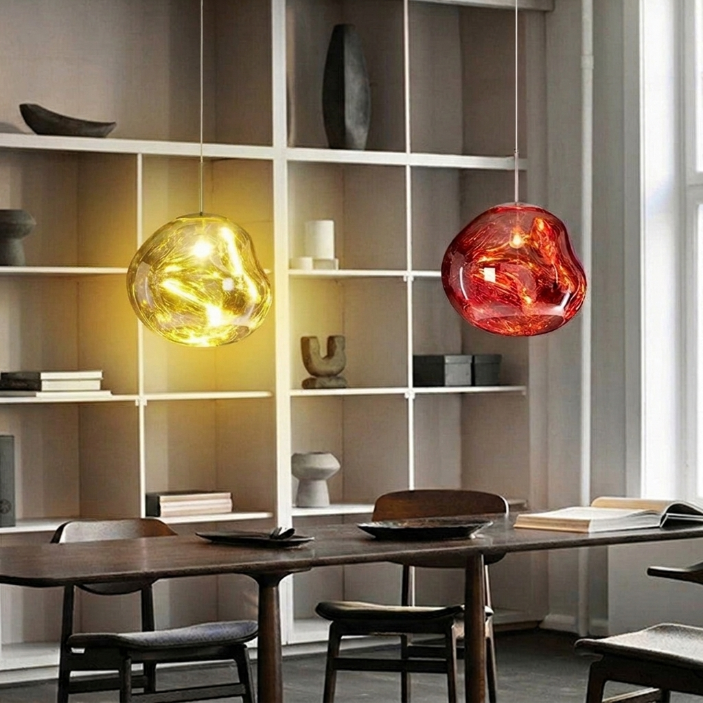 Molten Lava Irregular Glass Sphere Pendant Light | Artistic