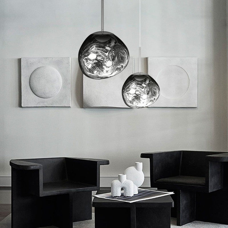 Molten Lava Irregular Glass Sphere Pendant Light | Artistic