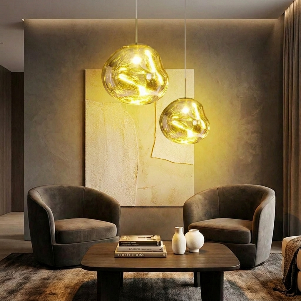 Molten Lava Irregular Glass Sphere Pendant Light | Artistic