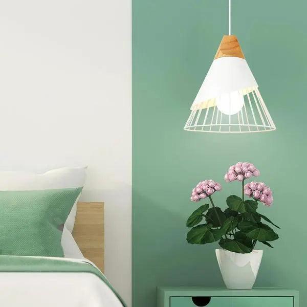 Pendant Light Cone Cage with Wood Top | Kitchen