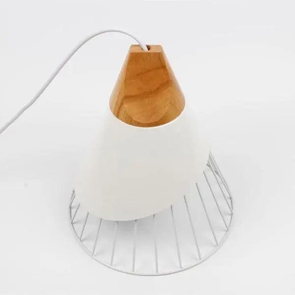 Pendant Light Cone Cage with Wood Top | Kitchen