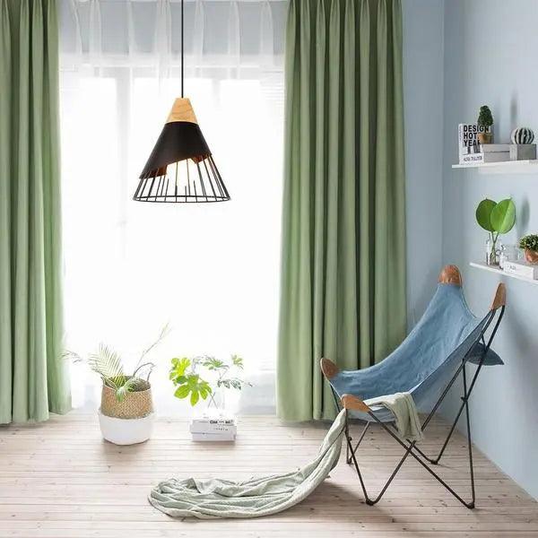 Pendant Light Cone Cage with Wood Top | Kitchen