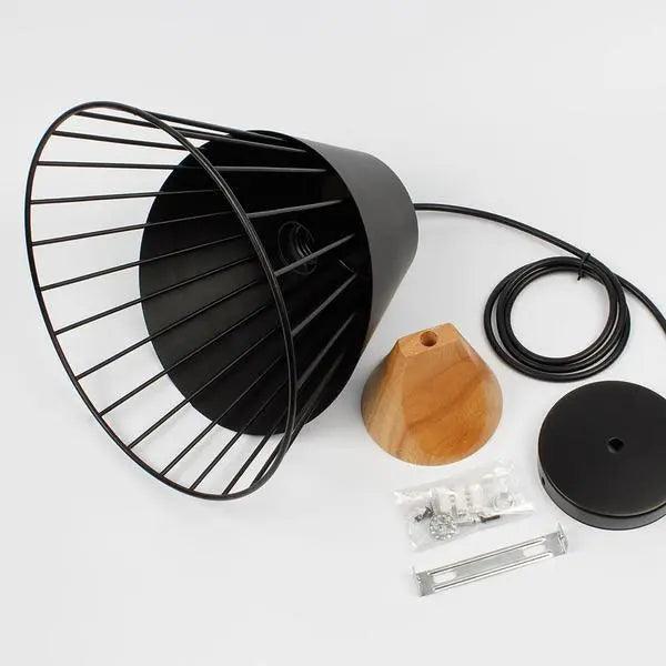 Pendant Light Cone Cage with Wood Top | Kitchen